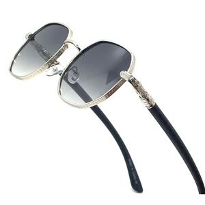 Sunglasses Octagon Frame Silver Metal Black Lens Men Retro Style 80's 90's Gafas